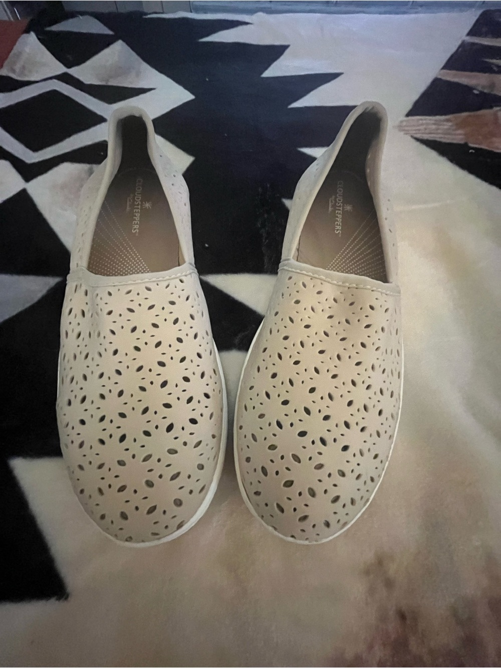 Clark’s CloudSteppers Slip-On Perforated Women's Shoes in Beige